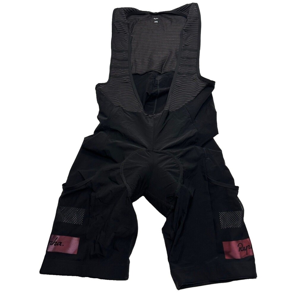 Men's Rapha Cargo Bib Shorts Size Large Black CBS02RG Padded Cycling